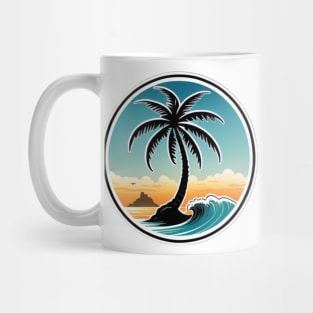 Island, palm trees, sand, surf and beach Mug